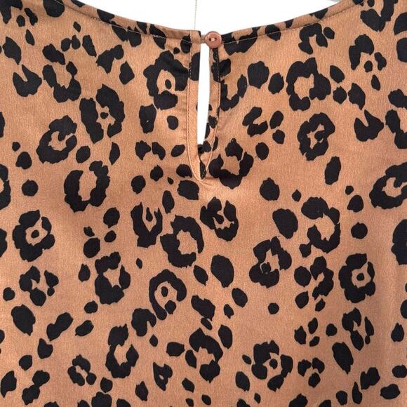 Lucca Leopard Print Satin Blouse Long Sleeve Top Women Sz Small Brown Black NWOT - Picture 7 of 10